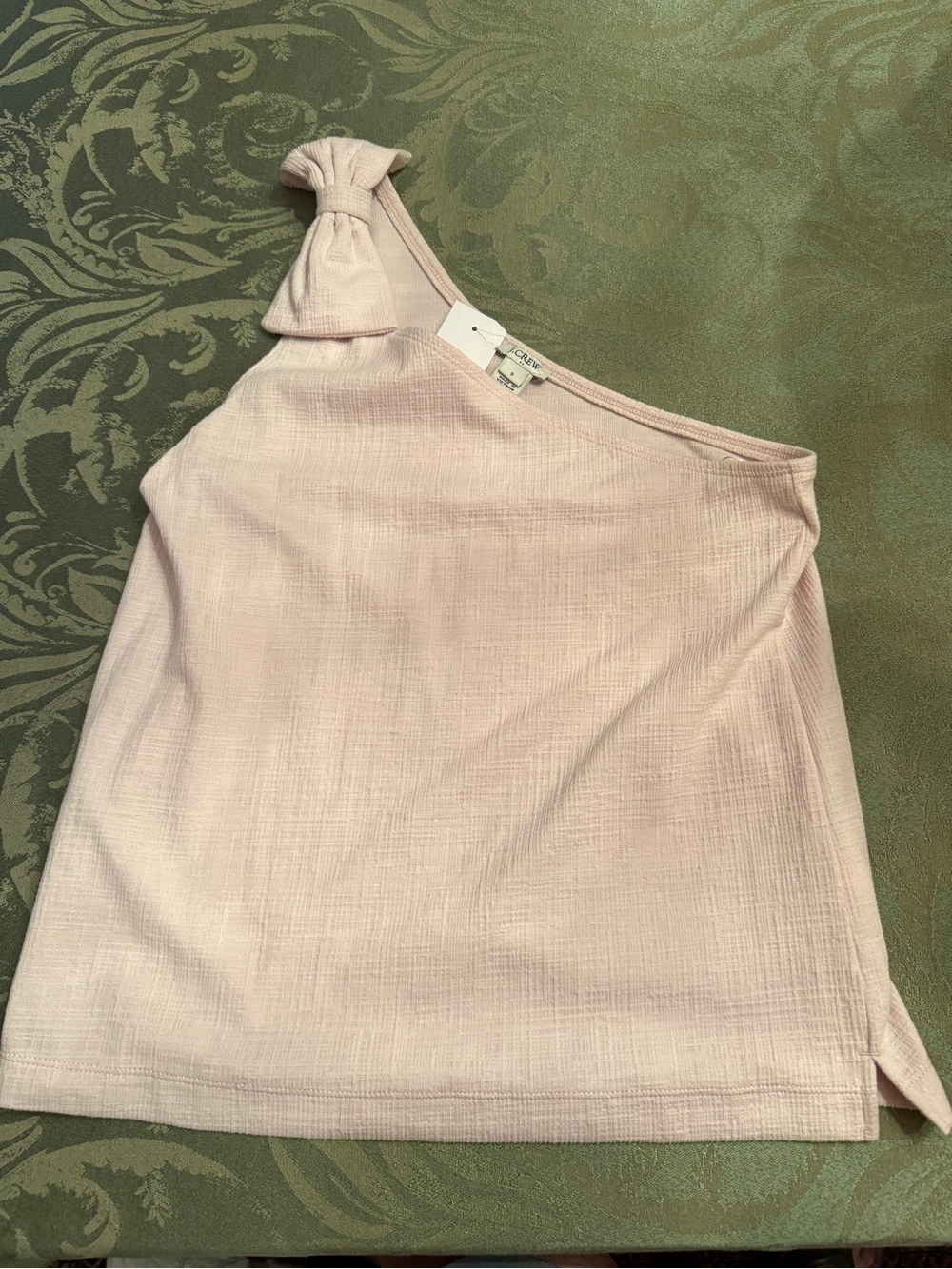 J Crew One-Shoulder Bow Tank Top - Light Blush Pink size S NWT